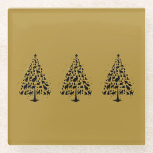Cat Lover Christmas Tree 1 Glass Coaster