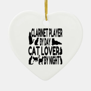 Cat Lover Clarinet Player Ceramic Ornament