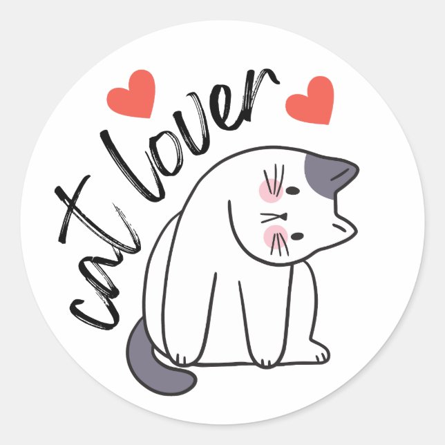 Cat Lover Classic Round Sticker (Front)