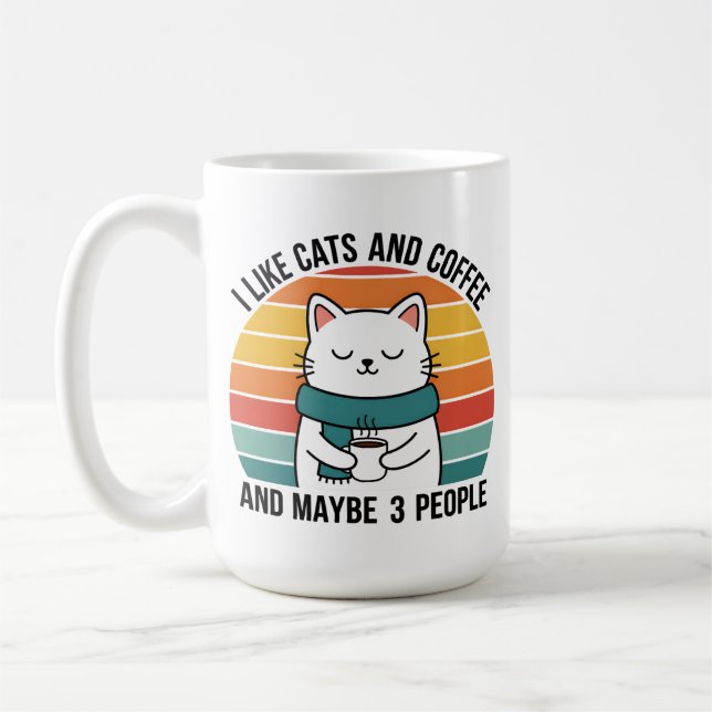Cat Lover Coffee Humor Mug Gift for Introverts (Left)