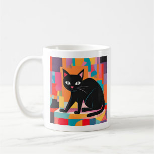 Cat Lover, Colourful Geometric Feline Coffee Mug