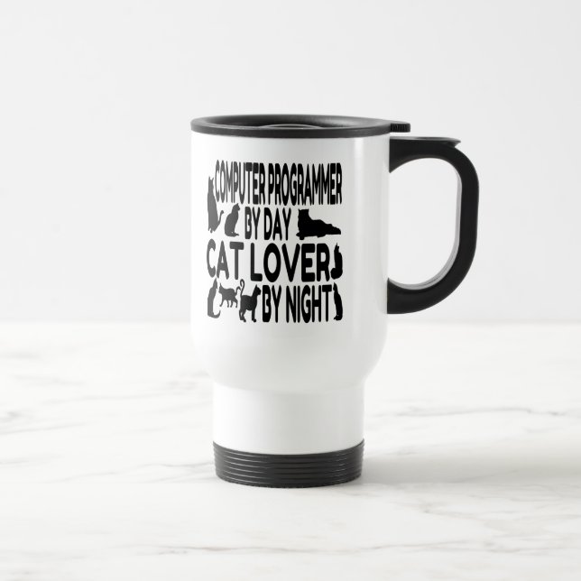 Cat Lover Computer Programmer Travel Mug (Right)