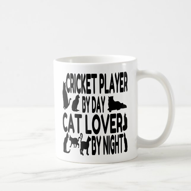 Cat Lover Cricket Player Coffee Mug (Right)