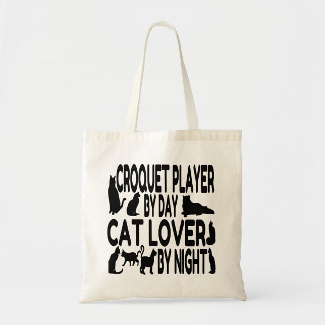 Cat Lover Croquet Player Tote Bag (Front)