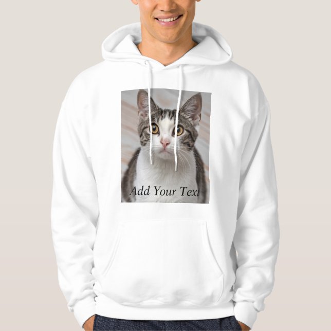 Cat Lover Custom Photo and Name Personalised Hoodie (Front)