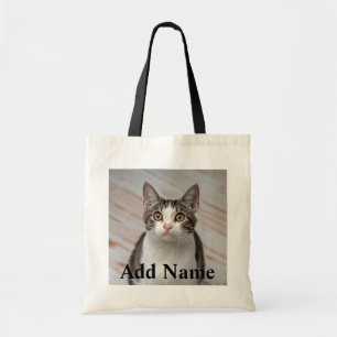 Cat Lover Custom Photo and Name Personalised Tote Bag