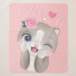 Cat Lover Cute Little Kittens Sherpa Blanket