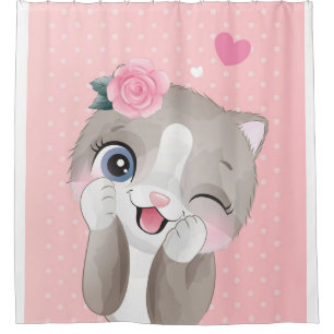 Cat Lover Cute Little Kittens Shower Curtain