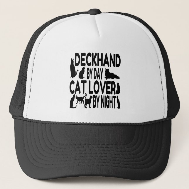 Cat Lover Deckhand Trucker Hat (Front)