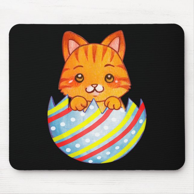 Cat Lover Easter Egg Happy Easter Bunny Ears  Mouse Pad (Front)