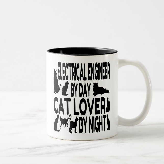 Cat Lover Electrical Engineer Two-Tone Coffee Mug (Right)