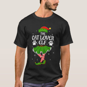 Cat Lover Elf Christmas Family Girls Women Elf Squ T-Shirt