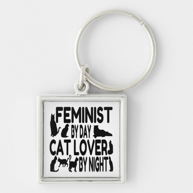 Cat Lover Feminist Key Ring (Front)