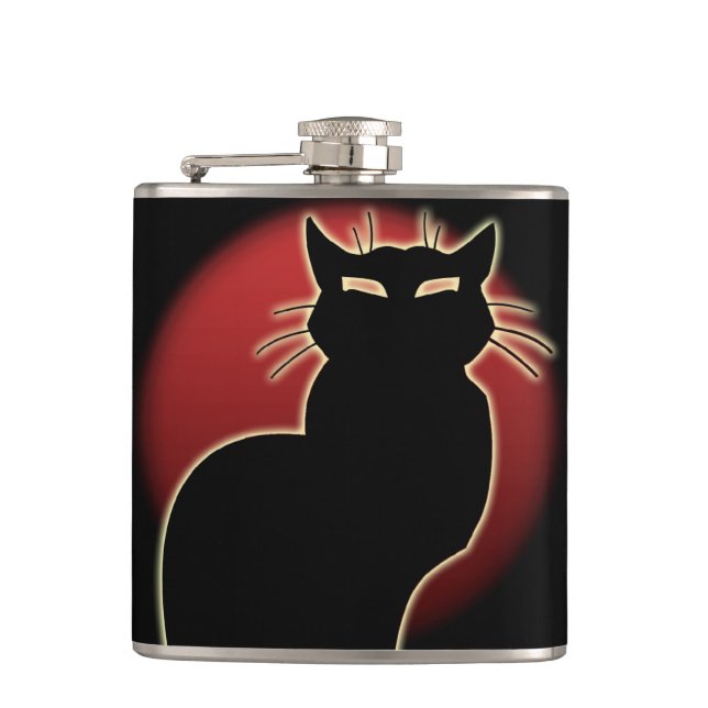 Cat Lover Flask Custom Cat Art Drink Flasks & Gift (Front)