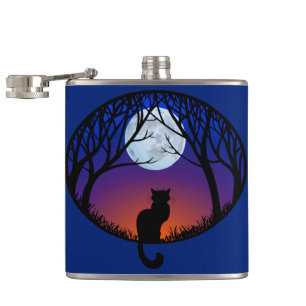 Cat Lover Flask Custom Cat Art Drink Flasks & Gift