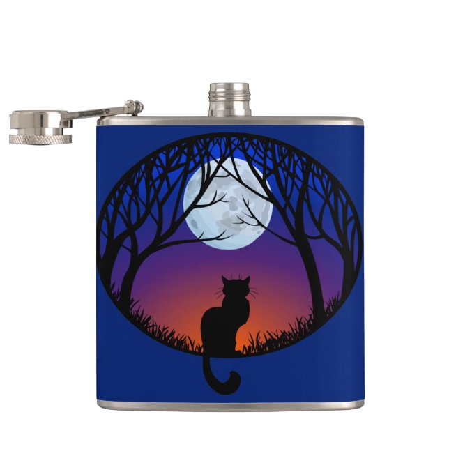 Cat Lover Flask Custom Cat Art Drink Flasks & Gift (Opened)