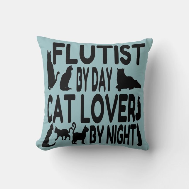 Cat Lover Flautist Cushion (Front)