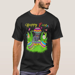 Cat Lover Floral Easter Egg Funny Russian Blue Cat T-Shirt