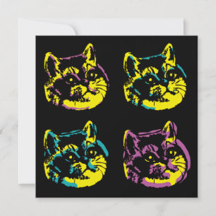 Cat Lover Four Kitten Pop Art Invitation