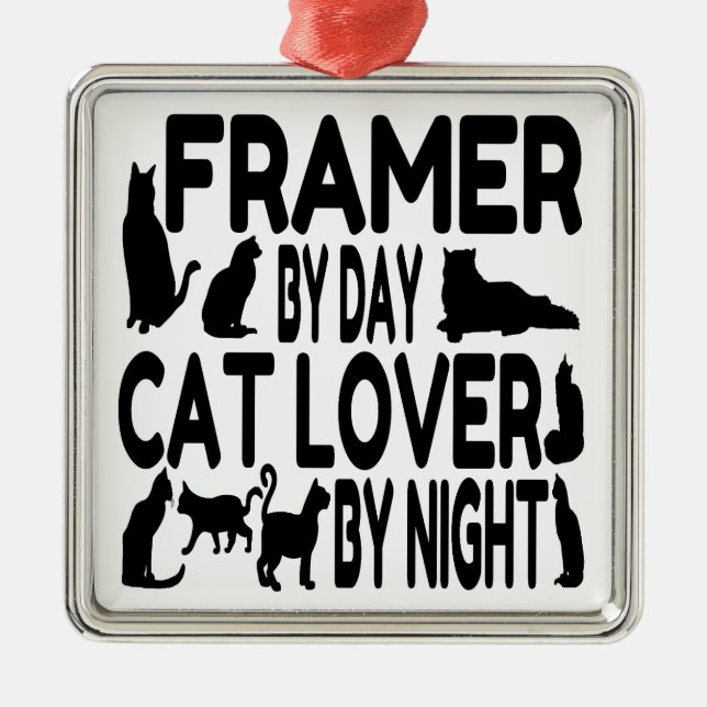 Cat Lover Framer Metal Ornament (Front)