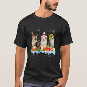 Cat Lover Funny American Curl Tree Christmas Light T-Shirt