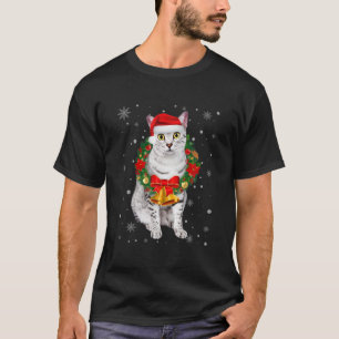 Cat Lover Funny Egyptian Mau Tree Christmas Light T-Shirt