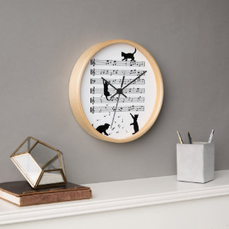 Cat Lover Funny Pianist Piano Lover  Clock