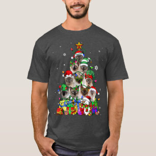 Cat Lover Funny Siamese Tree Christmas Light  T-Shirt