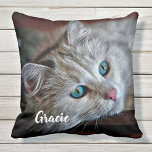 Cat Lover Gift - Custom Pet Photo Keepsake Cat Cushion<br><div class="desc">Celebrate your best friend with a custom pet photo keepsake pillow. Every cat deserves their own personalised photo pillow. Wonderful gift to cat moms, cat dads, and cat lovers ! Pillow is double sided so you can do different photos on each side . Cat Lover Gift - Custom Pet Photo...</div>