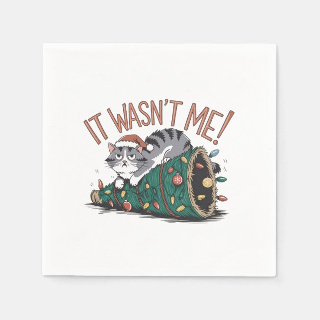 Cat Lover Gift It Was Not Me Napkin (Front)