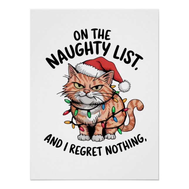 Cat Lover Gift On The Naughty List Poster (Front)