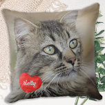 Cat Lover Gift - Pet Keepsake - Cat Photo Cushion<br><div class="desc">Celebrate your best friend with a personalised Pet Pillow . Name will be showcased in a beautiful watercolor heart . Customise with your own photo , and name . See 'personalise this template' to change photo and name , and see 'Customise' for more custom options . Perfect gift for a...</div>
