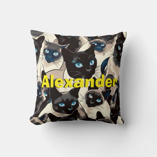 Cat Lover Gift Throw Pillow | Custom Pet Name Keep (Front)