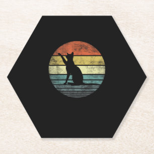 Cat Lover Gifts Retro Vintage Kitty Silhouette Paper Coaster