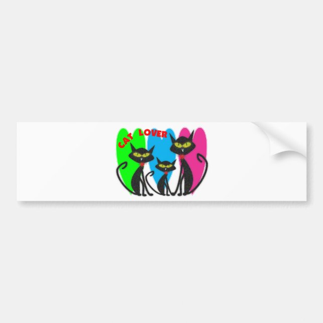 Cat Lover Gifts---Unique Cats--Bright Colours Bumper Sticker (Front)