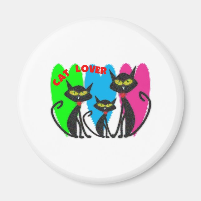 Cat Lover Gifts---Unique Cats--Bright Colours Magnet (Front)