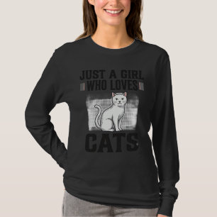 Cat Lover Girl Vintage Engraving Shirt Design_1