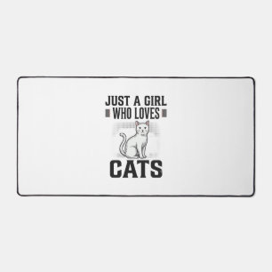 Cat Lover Girl Vintage Engraving Shirt Design_1 Desk Mat