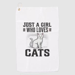 Cat Lover Girl Vintage Engraving Shirt Design_1 Golf Towel