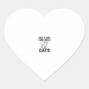 Cat Lover Girl Vintage Engraving Shirt Design_1 Heart Sticker