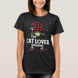 Cat Lover Gnome Buffalo Plaid Matching Christmas G T-Shirt