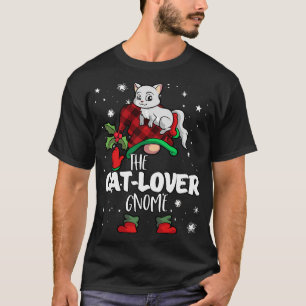 Cat Lover Gnome Red Buffalo Plaid Matching Family T-Shirt