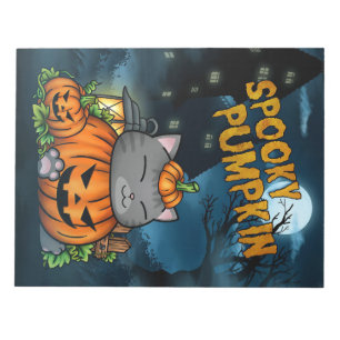 Cat Lover Halloween Cat Pumpkin Notepad