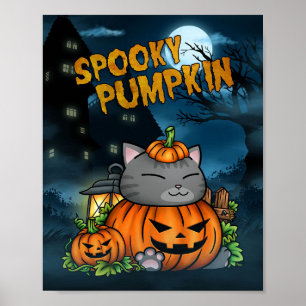 Cat Lover Halloween Cat Pumpkin Poster