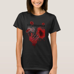 Cat Lover Halloween Groomer Costume Funny Bloody P T-Shirt