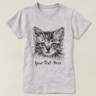 CAT LOVER    Hand Drawn Kitten Face T-Shirt