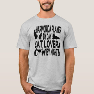 Cat Lover Harmonica Player T-Shirt