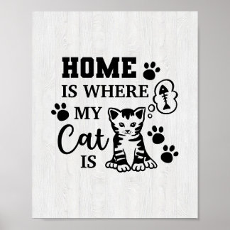 Cat Lover Home Is Where My Cat Is Poster