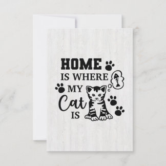 Cat Lover Home Is Where My Cat Is RSVP Card