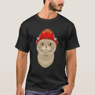 Cat Lover I Fireman Cat I Firefighter Scottish Fol T-Shirt